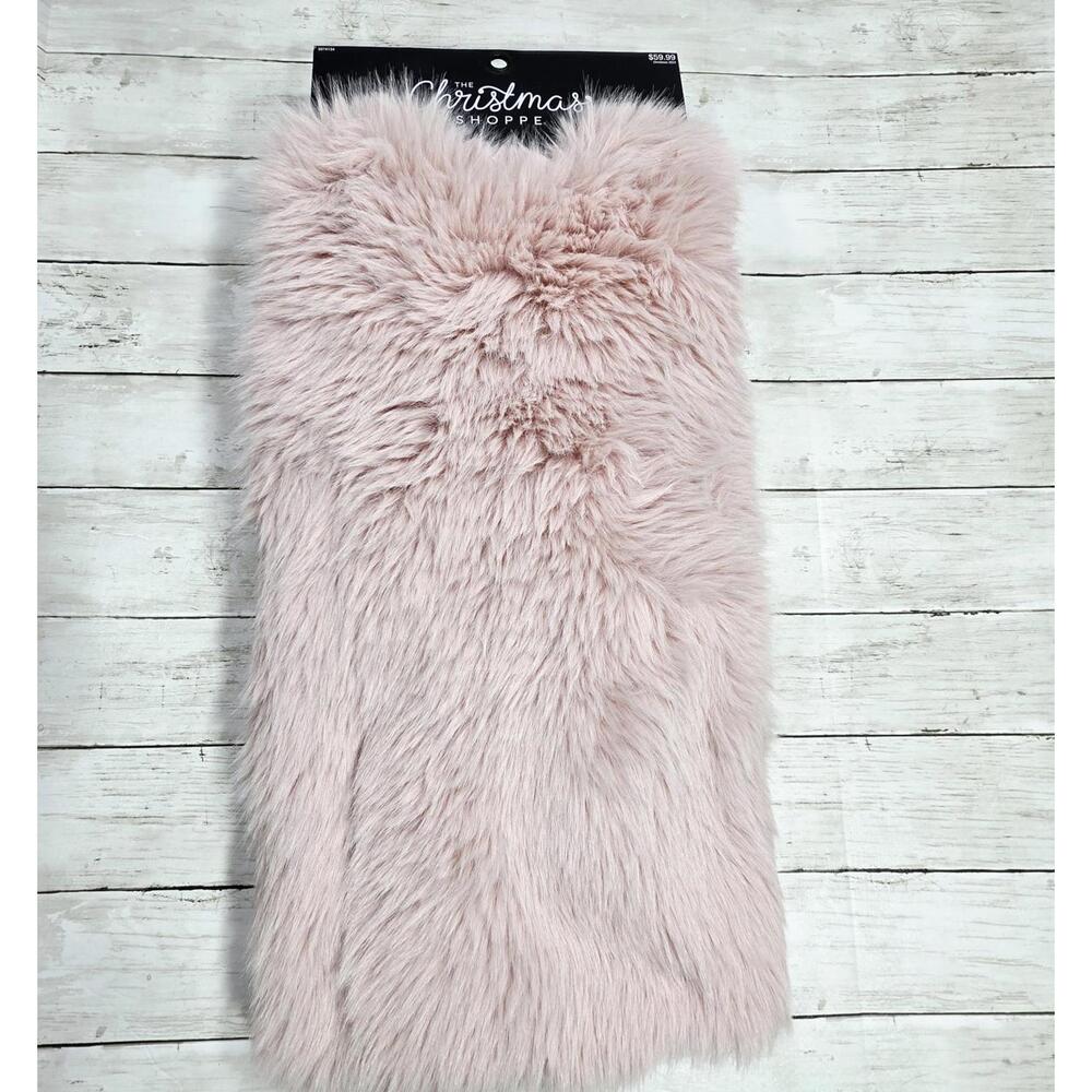 NWT Pink Faux Fur Christmas Tree Skirt 48 inch
